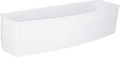 A white plastic refrigerator bottle holder.