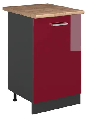 Produktbild von Küchenunterschrank Vicco R-Line Rot Hochglanz/Anthrazit 50 cm Arbeitsplatte Goldkraft Eiche, Model 70245