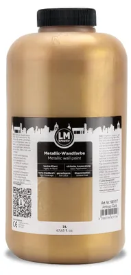 Produktbild von LM-Kreativ Metallic-Wandfarbe 2 l, Antique Gold – Effektfarbe für Wände & Decken innen, wasserbasiert & hochdeckend