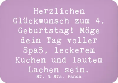 Produktbild von Mr. & Mrs. Panda Magnet Spruch 4. Geburtstag - Lavendeltraum - Geschenk, besondere Momente, zettelhalter, Kindergeburtstag, küchenmagnet, haftmagnet, Kühlschrankmagnet