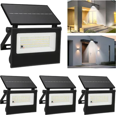 Image de Lot de 4 appliques solaires Peviasot pour l'extérieur avec détecteur de mouvement à radar, lampe solaire LED IP65 avec télécommande, lumière blanche chaude/blanche froide, éclairage à 270°, pour le jardin, la terrasse, le garage et l'allée