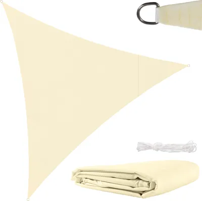Produktbild von Sonnensegel Dreieckig 3x3x3 m für zuverlässigen Sonnenschutz Wasserdicht inkl. Befestigung Garten Strand Camping 23146, Farbe:Beige