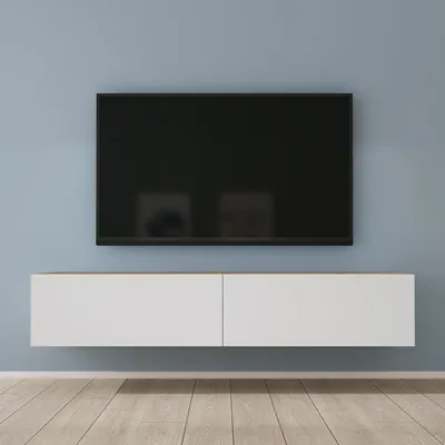 Produktbild von Mai & Mai Fernsehschrank Verdeckter Griff mit Soft-Close Lowboard Hängeschrank für Wohnzimmer in Kerneiche + Matt Weiß BTH: 160x40,2x30 cm Fernsehschrank02