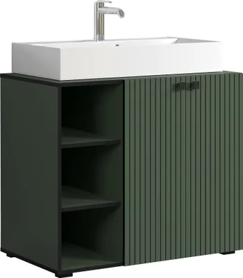 Produktbild von trendteam Bad Waschbeckenunterschrank inkl. Waschbecken Pure Bliss Grün Melamin B/H/T ca. 90/79/53 cm
