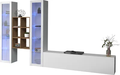 Produktbild von Wohnwand >Benevent< (4-teilig) in Weiß Hochglanz - 320x180x30 (BxHxT)