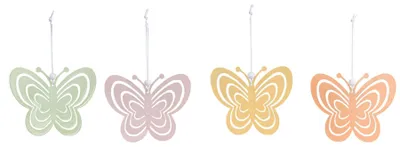 4er-Set Metall-Schmetterlinge, Pastellfarben, Frühlingsdeko, Osterdeko