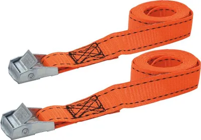 Produktbild von 2x Klemmschloss-Spanngurt, 2,5 m x 25 mm, 100/200 daN, orange