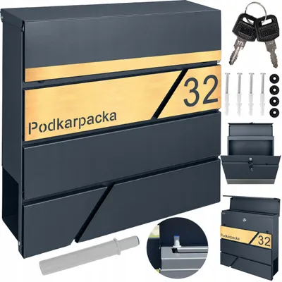 Zdjęcie produktu dla Skrzynka Pocztowa Na Korespondencję Z Numerem Laminat Stal Szczotkowana