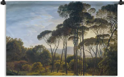 Produktbild von MuchoWow® Wandteppich Wandbehang Italienische Landschaft mit Zirbelkiefer - Kunst - Alte Meister 60x40 cm Tapisserie Dekoration Wandtuch - Wanddekorationen
