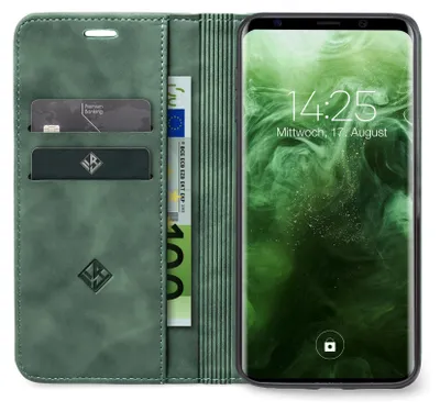 Produktbild von Handy Hülle für Samsung Galaxy S9 Klapphülle Bookcase Flip Cover Handy Tasche Etui Farbe: Grün