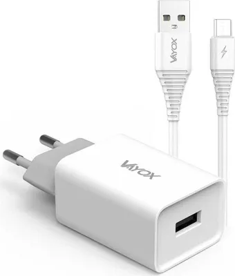 Zdjęcie produktu dla Vayox Ładowarka + Kabel VA0051micro | USB 5V 2.1A | Kabel microUSB | 1 m | Biały