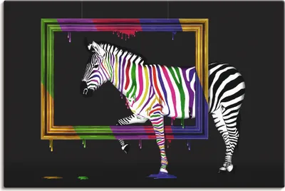 Produktbild von ARTland Leinwandbild Das Regenbogen Zebra Größe: 60x40 cm