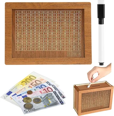 Produktbild von Retro-Sparschwein aus Holz mit 4-in-1-Sparzielen