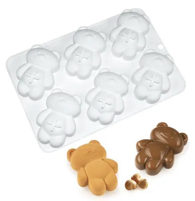 Image de Moules en silicone 3D en forme d'ours pour mousses, gâteaux et desserts, avec 6 cavités