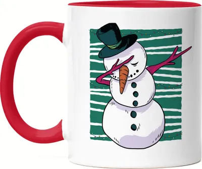 Produktbild von Schneemann Tasse Rot Winter Weihnachten Schnee Frohes Fest Merry Christmas Schneelandschaft Weihnachtsparty