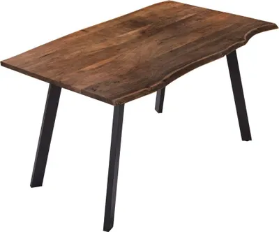 Produktbild von Esstisch Baumkante massiv Akazie nussbaumfarben 220 x 100 cm schwarz LAXMI