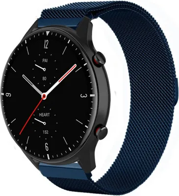 Produktbild von Strap-it Milanese Armband - Kompatibel mit Amazfit GTR 2 Armband Ersatzarmband Edelstahl - Armband mit Magnetverschluss - Hochwertiges Material - für Smartwatch 22mm Armband Blau