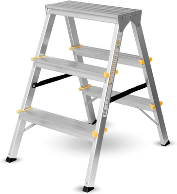 Produktbild von Zweiseitige Aluleiter 3 Stufen Klappleiter Haushaltsleiter 150kg