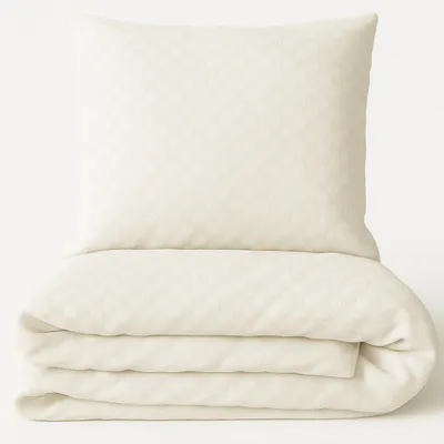 Produktbild von Bettwäsche 135x200 cm Baumwolle Set Renforce Beige Kariert weich Kissenbezug 80x80 cm mit Reißverschluss alle Jahreszeiten