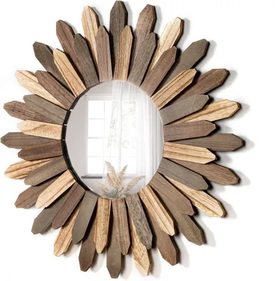 Produktbild von Omgoods – Bohème-Wandspiegel mit Holzrahmen, 48 cm
