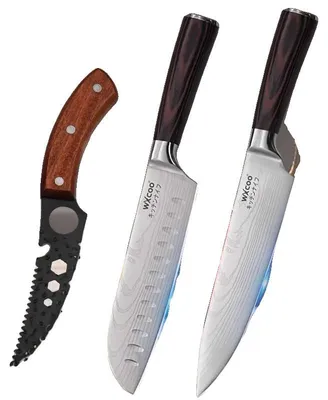 Productafbeelding van Keukenmessen, roestvrij staal, ergonomische handgreep, 3 stuks