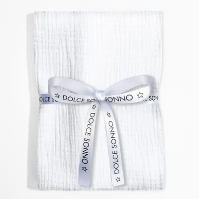 Produktbild von DOLCE SONNO Musselin Babydecke 70x80 – 100% Baumwolle – Musselinwindel – Baby Wickeltuch – White