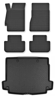 Image de Tapis en caoutchouc + bac de coffre pour Renault Megane II 2002-2008 (break) – 5 pièces, noirs, semi-universel, adapté