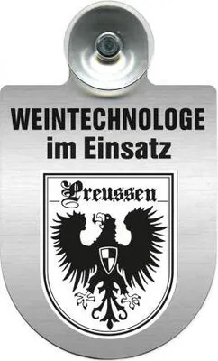 Produktbild von Einsatzschild mit Saugnapf - Weintechnologe im Einsatz - incl. Regionenwappen nach Wahl 393840 Color - Region Preussen