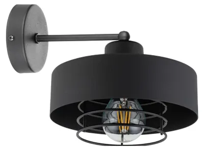 Produktbild von KAR-LIGHTING Wandleuchte 1-flammig Schwarz, Metall für Flur, Schlafzimmer, Wohnzimmer – kompakt, E27-Fassung