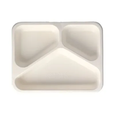 Produktbild von Papstar Siegelschalen, Zuckerrohr 3-geteilt 17,5 x 22,5 cm weiß, 4 x 125 Stück