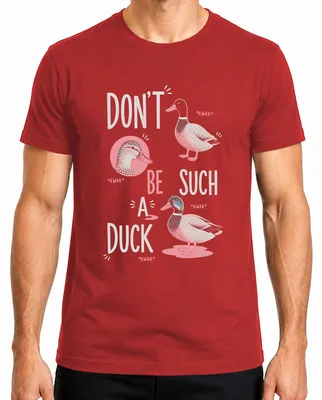 Immagine prodotto di Non essere così ossessionato dalle oche. Maglietta da uomo con scritta "Lustig Ente Vogel Kwak", rossa, taglia S