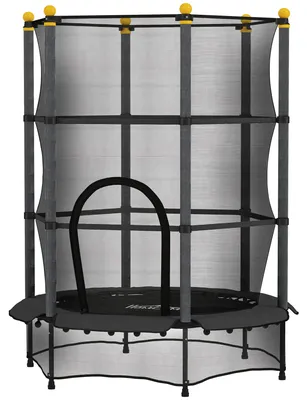 Obrázok produktu pre Detská trampolína HOMCOM Ø 140 cm, trampolína pre deti od 3 do 10 rokov, čierna