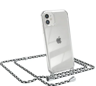 Produktbild von EAZY CASE Handykette kompatibel mit Apple iPhone 11, Handyhülle mit Umhängeband, Handykordel, Schutzhülle Clear, Band in Schwarz