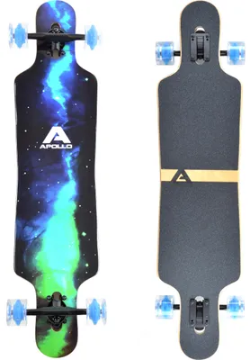 Produktbild von Apollo Longboard "Galaxy LED" Twin Tip DT Komplettboard mit LED Wheels 101,6 x 24,6 cm 8 Lagen Holzdeck