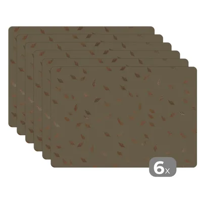 Obrázok produktu pre MuchoWow® Podložky Sada 6 podložiek Umývateľné podložky 30x45x0.3cm Vzory - - Zelené - Listy Podložka pod stôl Nekĺzavá a odolná voči teplu