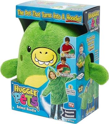 2 in 1 Decken - Hoodie Decke mit Kuscheltier - Plüschtier Kissen mit Kuscheldecke, Super Süßes Geschenk für Kinder, 50*70cm - PILLOWPET Grüner Dino