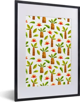 Produktbild von MuchoWow® Gerahmtes Poster Dschungel - Palme - Blätter 30x40 cm - Poster mit Schwarzem Bilderrahmen Wandposter Rahmen Foto Bilder - Wandposter Schlafzimmer