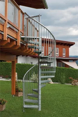 Produktbild von Minka Außenspindeltreppe Rondo Zink Plus 38 - 305,5cm Geschosshöhe 120cm Durchmesser