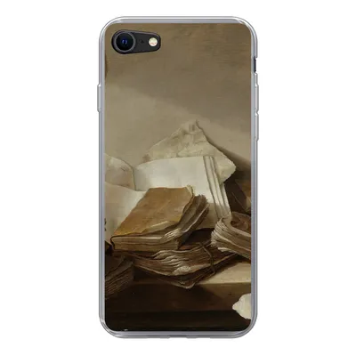 Produktbild von MuchoWow® Handyhülle Schutzhülle Hülle für iPhone 7 Stilleben mit Büchern - Gemälde von Jan Davidsz. de Heem Silikon Softcase Handy Hülle - Kartenhalter