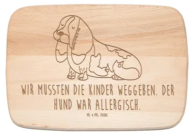 Produktbild von Mr. & Mrs. Panda Schneidebrett Holz Hund Basset Hound - Transparent - Geschenk, Frühstücksbrettchen, Frühstücksbrett, Holzbrett, vesperbrett, massivholzbrett, Sprüche