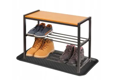 Produktbild von Schuhregal / Schuhablage BRUNBESTE – 3 Ebenen – 61 x 30 x 47,5 cm – Schwarz Matt