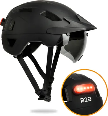 Produktbild von R2B Fahrradhelm für Damen und Herren - geeignet für E-Bike und S-Pedelec - mit Rücklicht und Visier