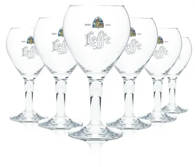 Produktbild von 6x Leffe Glas 0,5l Pokal Kelch Tulpe Design-Stiel Bier Gläser Belgium Gastro Bar