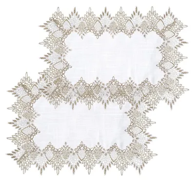 Produktbild von Spitzentischdecke 2 Stück Weiß 35 x 50 cm Polyester