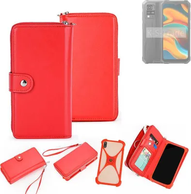 Produktbild von K-S-Trade 2in1 Schutzhülle Portemonnee Handyhülle mit Bumper kompatibel mit Blackview BV4800 Hülle Case Etui Geldbörse Smartphone rot (1x)