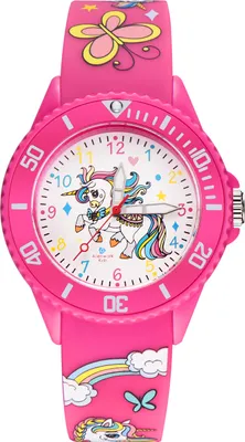 Produktbild von Alienwork Einhorn Lernuhr Kinderuhr Mädchen Uhrzeit lernen Rosa Silikon-Armband Mehrfarbig Kinder-Uhr Wasserdicht 5 ATM Zeit Lernen