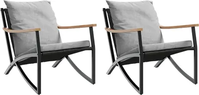 Produktbild von vidaXL Gartenstühle mit Kissen 2 Stk. Schwarz Stahl