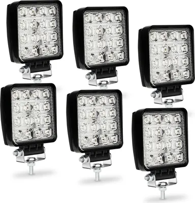 Immagine prodotto di TolleTour LED faro da lavoro 48W LED rettangolo IP67 impermeabile 12V 24V per camion, fuoristrada, SUV, ATV, trattore luce di retromarcia 6 pezzi