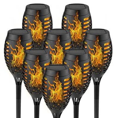 Solar-Fackellicht 8er Set, 12 LED, IP65, flackernde Flamme, warmweiß
