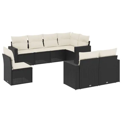 Produktbild von vidaXL 8-tlg. Garten-Sofagarnitur mit Kissen Schwarz Poly Rattan